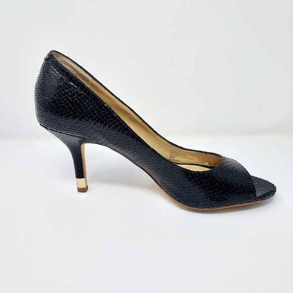 INC Black Snake Skin Faux Leather Pumps Size 6 - Picture 5 of 10